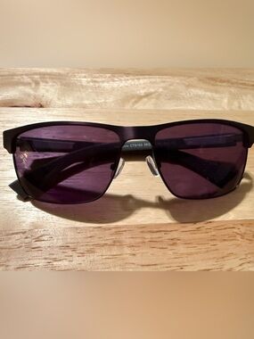 Men's Modern Black Frame Sunglasses with Dark Purple Lenses